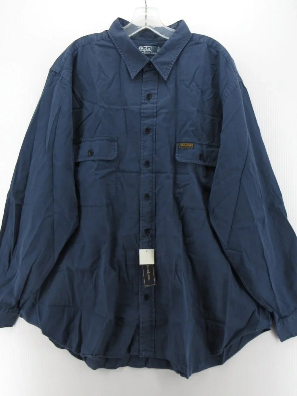 VGT Polo Ralph Lauren Shirt 2XB Big Navy Button Up Workwear Utility Y2K